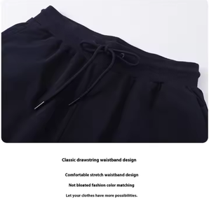 Pantalones de chándal de otoño para hombre, casuales, rectos, lisos, holgados, de cintura media, con cordón, de forro polar grueso, cortavientos, de secado rápido y antipilling. - Product Image 6