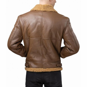 Chaqueta Casual de Invierno para Hombre, Cuello Camisero, Chaqueta Bomber B-3 de Alta Calidad para Hombre, Chaqueta de Cuero de Piel de Oveja Auténtica - Product Image 3