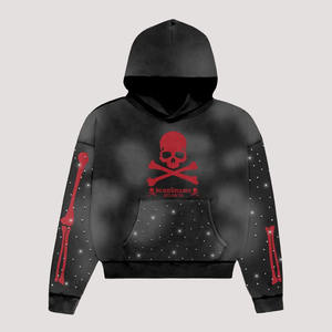 High Quality Oversized Heavyweight 100%Cotton Fleece Hoodie With <b>Vintage</b> Cropped <b>Sweatshirt</b> Distressed Boxy Logo Graphic for Men - Product Image 2