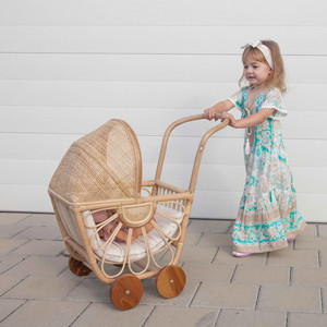 Poussette de poupée en rotin Portable pour plusieurs jouets en osier naturel poussettes meilleure vente jouet pour enfants - Product Image 3