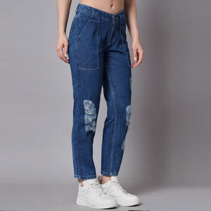 กางเกงยีนส์สตรีใส่สบายดีไซน์มาใหม่ทำจากโรงงานด้านหน้าเรียบคุณภาพดีและราคาไม่แพงสำหรับฤดูหนาว - Product Image 3