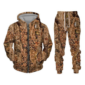 Sweat-shirt à capuche unisexe respirant imperméable camouflage imprimé 3D Vêtements de sport Combinaison de chasse d'hiver 2 pièces pour hommes et femmes - Product Image 2