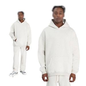 OEM Premium CVC 350g <b>Mens</b> Oversized <b>Hoodie</b> Set American Streetwear Fleece Tracksuit Winter Loose Fit Customizable <b>Hoodie</b> - Product Image 4