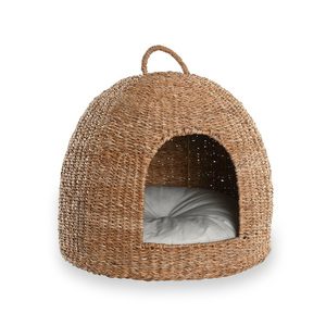 Niches pour animaux de compagnie en herbe de mer faites à la main, maison en paille d'herbe de mer, excellente qualité, lit tissé pour animaux de compagnie - Product Image 3