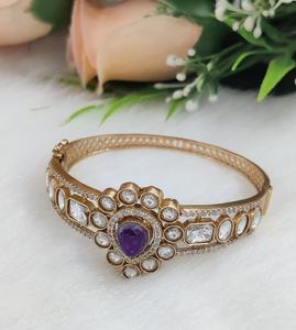 สร้อยข้อมือ polki ทองเหลืองแบบเปิดได้สำหรับผู้หญิงหรูหราระดับพรีเมียมเหมาะสำหรับงานปาร์ตี้สวมใส่สบายๆสร้อยข้อมือสวมใส่น้อยที่สุด - Product Image 6