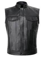 Gilet en cuir d'agneau véritable pour homme de haute qualité, col montant, personnalisable OEM, séchage rapide, motif dessin animé, vente en gros