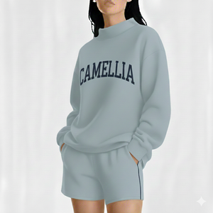 Women Long Oversized Mockneck Pullover <b>Fleece</b> Sweatshirt Autumn/Winter Casual Loose Fit Street Fashion <b>Top</b> Front for Daily Wear - Product Image 1