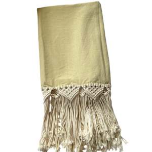 Carina Macrame Throw <b>Blanket</b>-100% Cotton Warm & Cozy Solid & Striped Jacquard Style for Bed Camping <b>Christmas</b> Decoration - Product Image 3