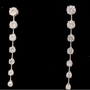 14K Solid Yellow Gold Round Cut Lab Grown <b>Diamond</b> Hanging Drop Statement Earrings Fine <b>Jewelry</b> for Weddings and Parties - Product Image 2