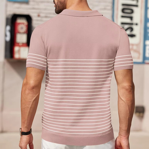 Polo de Golf a Rayas Premium para Hombre, Manga Corta, Corte Regular, Cuello Clásico, Ropa Casual, Colores y Tallas Personalizadas, Marca Privada - Product Image 4