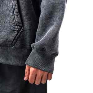 Sudadera con textura retro, lavado ácido, desteñida, cálida, de forro polar, cómoda, estilo moderno y urbano para invierno - Product Image 5