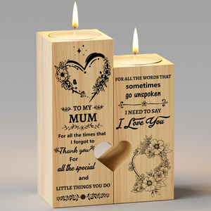 Heart Interlocking Wooden Candle Holder for Mum, Romantic Wood <b>Tealight</b> Candle Holder Stand for Mother's Day Birthday Gift - Product Image 2