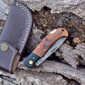 มีดพับเหล็กดามัสกัสแบบทำมือมีดพกพากลางแจ้งตั้งแคมป์ - Product Image 5