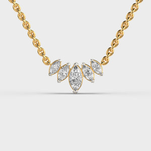 Collier en or jaune pour femme avec diamant taille marquise, chaîne classique pour un usage quotidien - Product Image 2