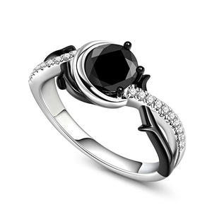 Jeulia Two Tone Twist Moon Design Oval Cut Sterling <b>Silver</b> <b>Statement</b> <b>Ring</b> - Product Image 3