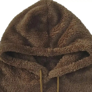 2024 OEM Customized Sherpa <b>Fleece</b> Hoodie Sweatshirts Heavyweight <b>Thick</b> Fur Pullover Hoodies for Men's - Product Image 5