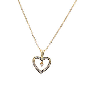 Collar con colgante de corazón chapado en oro con cadena de circonita cúbica de 16+2.5 pulgadas, joyería cristiana religiosa para uso diario. - Product Image 3