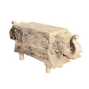 Rustic Handmade Wooden Elephant Bench for Home Furniture Use - Product Image 1