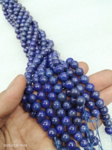 Perles de cristal bleu lapis-lazuli naturelles, rondes et lisses, pour la fabrication de bracelets - Matériaux de bijouterie de qualité supérieure AAA - Product Image 5