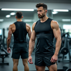 <b>Men's</b> 100% Cotton Gym <b>Vest</b> Top Custom Bodybuilding Muscle Fit Workout Top Gym Athletic Stringer <b>Men's</b> Tank Top - Product Image 1