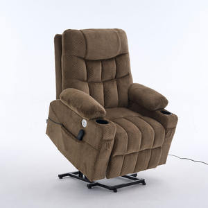 Moderner Elektrischer Relaxsessel mit Heiz- und Massagefunktionen, Dunkelgraue Stoffpolsterung, Fernbedienung - Product Image 1