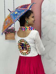 Navratri Special Long Gown With Gamthi work with multi <b>gota</b> patti and kodi lace touch up - Product Image 5