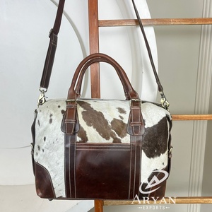 Nouveau sac polochon en cuir de vachette pour hommes femmes sac à bagages de voyage d'affaires avec compartiment pour ordinateur portable 13.3 ''sacs de week-end de nuit - Product Image 1