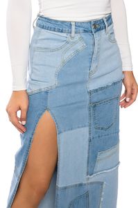 <span class=keywords><strong>ANGEL</strong></span> PATCHWORK DENIM MAXI gonna gonna a matita Jeans stordita Patchwork lunga gonna leggera in Denim - Product Image 5