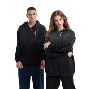 Sudadera con capucha lavada con ácido de gran tamaño para hombre 2025, ropa de calle Vintage con hombro caído, 100% algodón teñido liso para invierno - Product Image 1