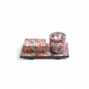 Bela Artisan Home Decor 2025 Émail Plateau Ensemble Ramadan Décorations Bakhoor Brûleur Plateau Encens & Aromathérapie Diffuseur Titulaire - Product Image 1