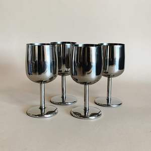 Verres à vin en acier inoxydable durables et luxueux, à pied, en métal doré rose, revêtus de terre cuite, pour hommes et femmes (500 ml) - Product Image 2