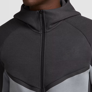 Sweat-shirt à capuche Windrunner à fermeture éclair style High Street pour homme Sweat-shirt coupe-vent à poche avec manches utilitaires pour l'automne Sérigraphie numérique - Product Image 4