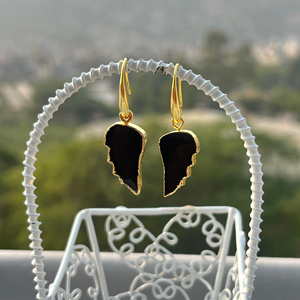 ต่างหูปีกนางฟ้าประดับพลอยออนิกซ์สีดำ ชุบทอง 18k สำหรับผู้หญิง แฟชั่น ป้องกันการแพ้ ขายส่ง - Product Image 3