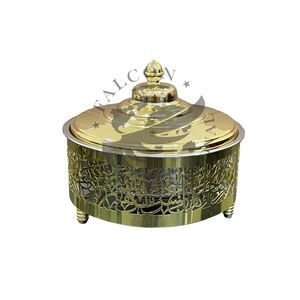 หม้ออุ่นอาหารสแตนเลสสตีลสำเร็จรูปสีทองทรงกลมสไตล์คลาสสิกอุปกรณ์อุ่นอาหารทำจากโลหะมาใหม่ - Product Image 4