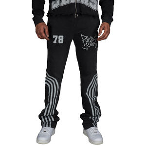 Pantalons de survêtement pour hommes, coupe ample décontractée, 100% coton, légers, à devant plat, taille mi-haute, pantalons de jogging d'hiver, service OEM - Product Image 2