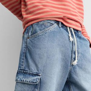 Short cargo en jean Streetwear d'été pour hommes, mode personnalisée, poches amples, taille moyenne, respirant, Streetwear solide avec logo personnalisé - Product Image 4