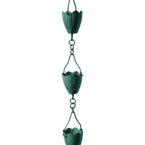 Chaîne de pluie en métal de couleur verte, chaîne de pluie élégante pour la décoration de la maison et du jardin, chaîne de pluie suspendue, fabrication artisanale - Product Image 4