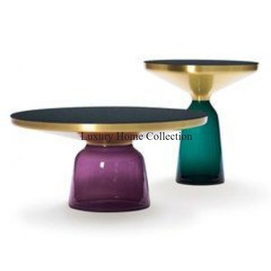 Table basse décorative en métal en forme de corne pour la maison et l'hôtel Base et support d'ombre antique en laiton avec dessus en verre transparent - Product Image 4