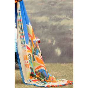 Sari en mousseline plissée non cousu 3 pièces avec décoration en dentelle SR-52006 pour mariages et occasions festives - Product Image 5