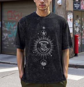 เสื้อยืดโอเวอร์ไซส์สไตล์วินเทจฟอกสีสำหรับผู้ชาย แฟชั่นสตรีท สไตล์หลวมๆ ใส่สบายๆ สำหรับฤดูร้อน แขนสั้น ฮิปฮอป ผ้าฝ้าย - Product Image 1