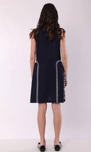 Vêtements de fête pour femmes, mode de créateur, broderie florale sans manches, col rond, Mini longueur, prix bas - Product Image 2