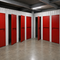 Casillero de Almacenamiento con Puerta Abatible Roja con Cerradura, Diseño de Pasillo de Doble Cara, Unidad de Almacenamiento Comercial para Interiores