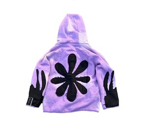 Custom Logo Streetwear Oversized 500gsm Acid Washed Zip up Hoodie Distressed Letter <b>Patch</b> Work Chenille Embroidery Hoodies - Product Image 4