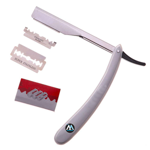 Maquinilla de afeitar de borde recto de peluquero profesional con paquete de 20 cuchillas 100 por ciento de acero inoxidable - Product Image 1