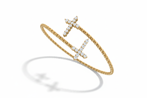 Bracelet jonc en or 14 carats et diamants |   Diamant taille brillant de 0,66 carat - Product Image 4