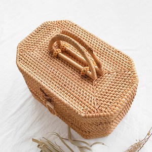 Suministro de picnic esencial, cesta de mimbre hecha a mano para acampar, cestas más vendidas con tapa y asa para campamento al aire libre - Product Image 3