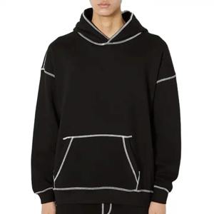 Sudaderas con capucha con costuras en contraste OEM personalizado sin MOQ Sudadera con capucha de peso pesado sudaderas con capucha de lana Lisa para hombre 100% algodón cremallera completa calle - Product Image 1