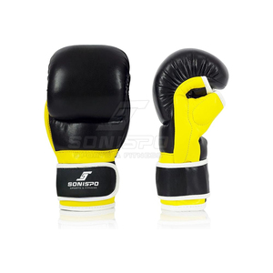 Venta directa de fábrica, guantes de cuero MMA personalizables, guantes de entrenamiento con cordones, servicio OEM, boxeo que absorbe la humedad de alta calidad - Product Image 4
