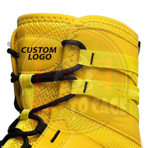 New Trendy Adult Wear Best Supplier OEM Service Yellow <b>Black</b> Contrast Color Breathable Lightweight High Ankle Boxing Shoes - Product Image 5