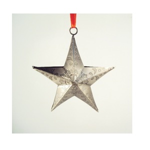 Mini Size Engraved Design Nickel Finished Metal <b>Hanging</b> <b>Star</b> Ornaments For Home Christmas X Mas Tree Decorative - Product Image 5